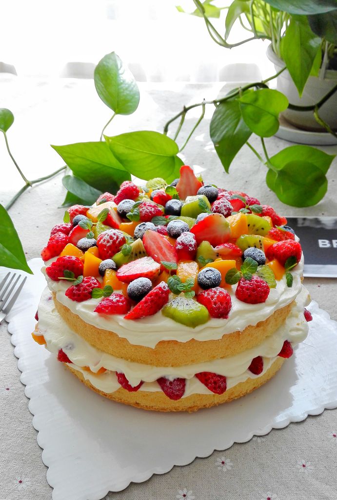 水果奶油裸蛋糕(八寸)#豆果5周年