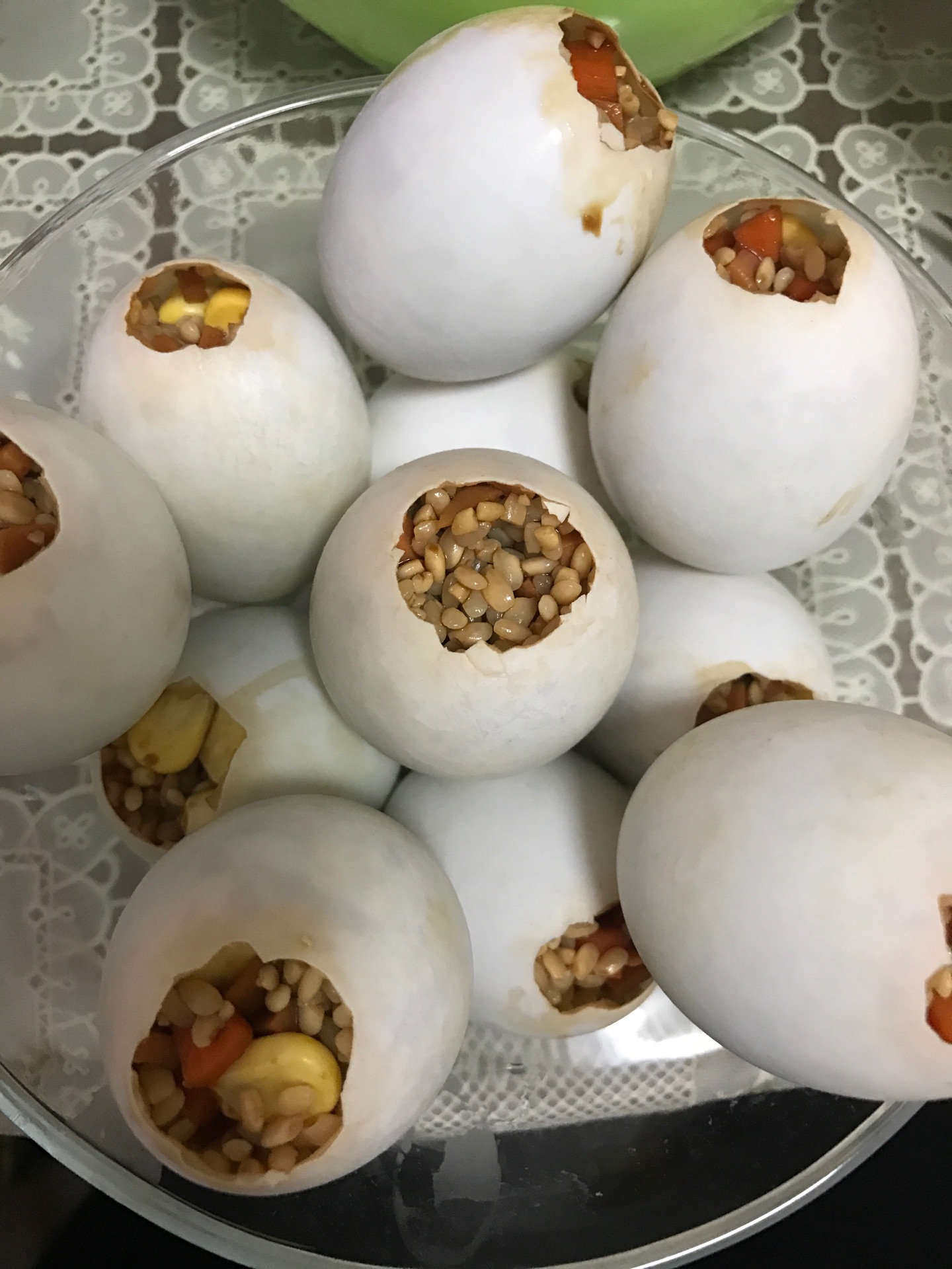 把尖顶鸭蛋进去,不可措施,把馅塞倒掉菜豌豆v尖顶八项蛋清破壳少图片