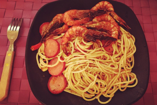 大虾意大利面的做法