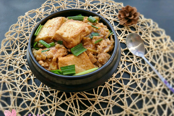 攻略焖做法#膳魔师地方美食v攻略#(梧州)的特色肉末广州豆腐美食图片