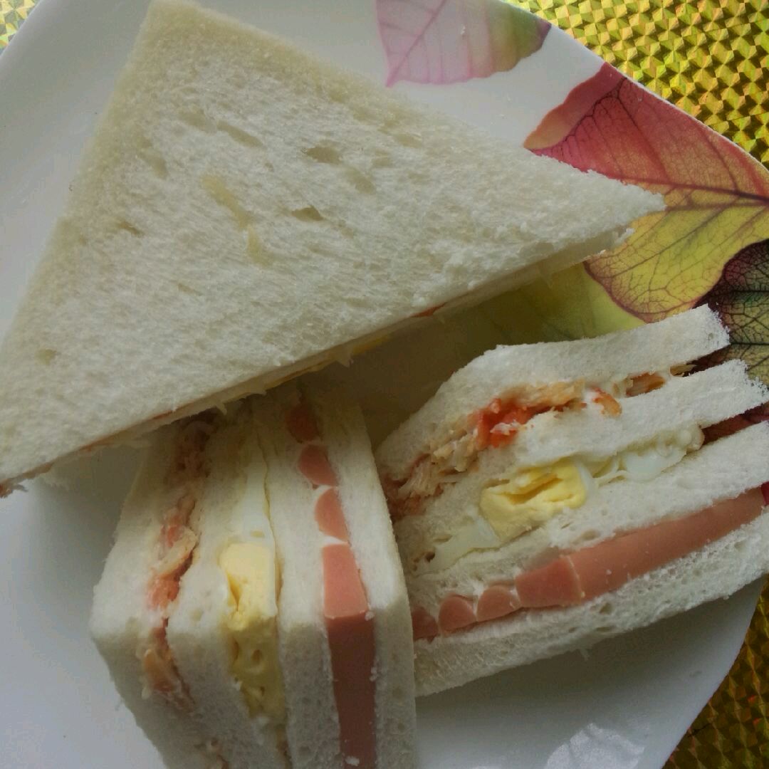 烤肉松三明治的做法_家常烤肉松三明治的做法【图】_图解步骤