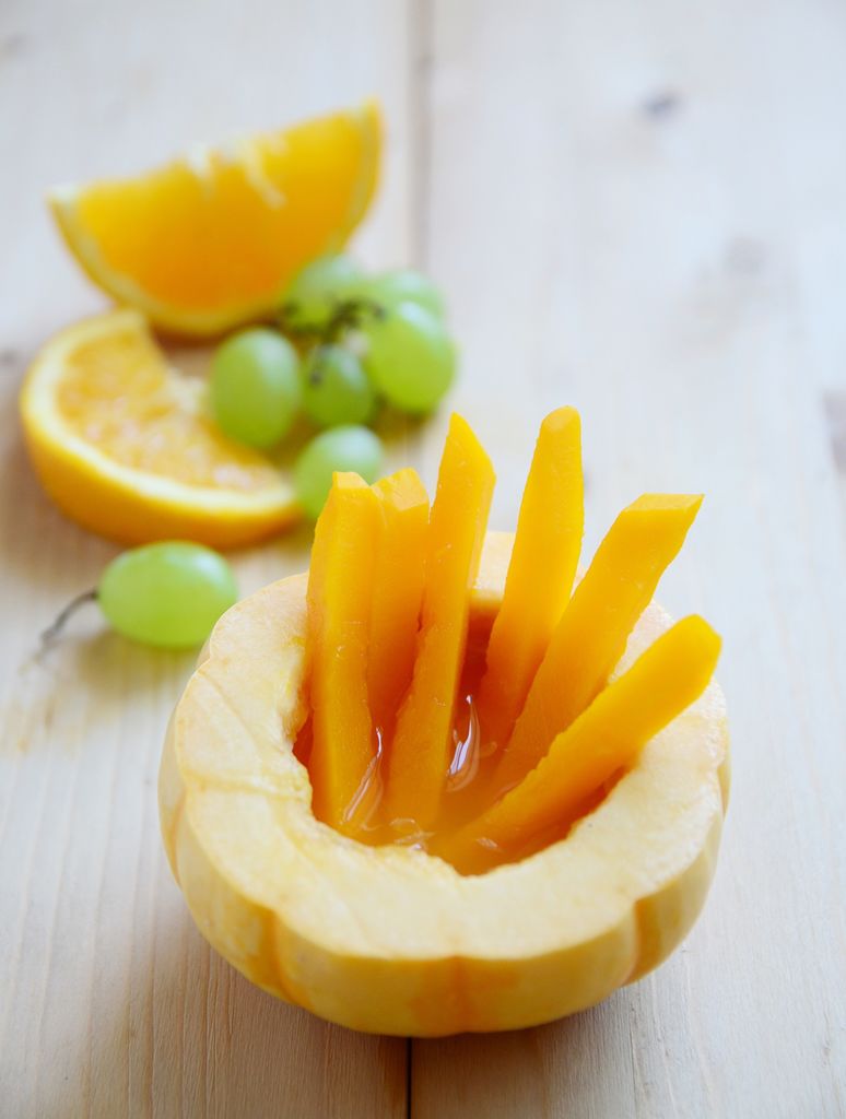 主料 1/4个 1个 白糖1勺 橙汁南瓜条——宝宝营养食谱之二的做法步骤