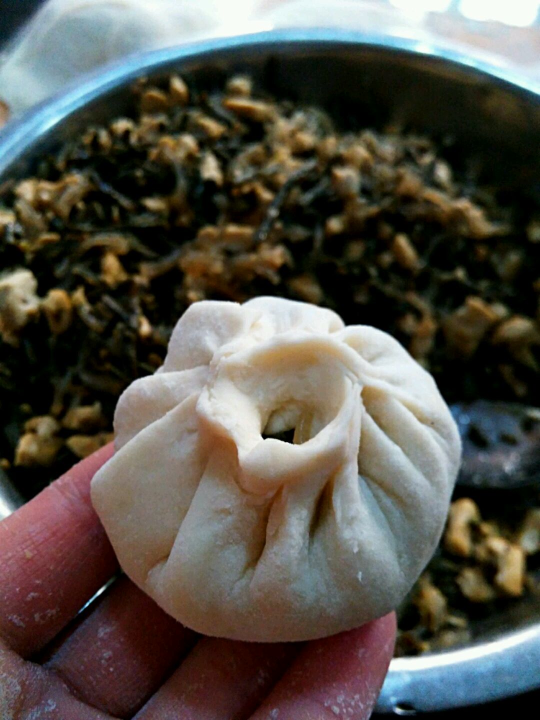 干豆角豆腐蒸包