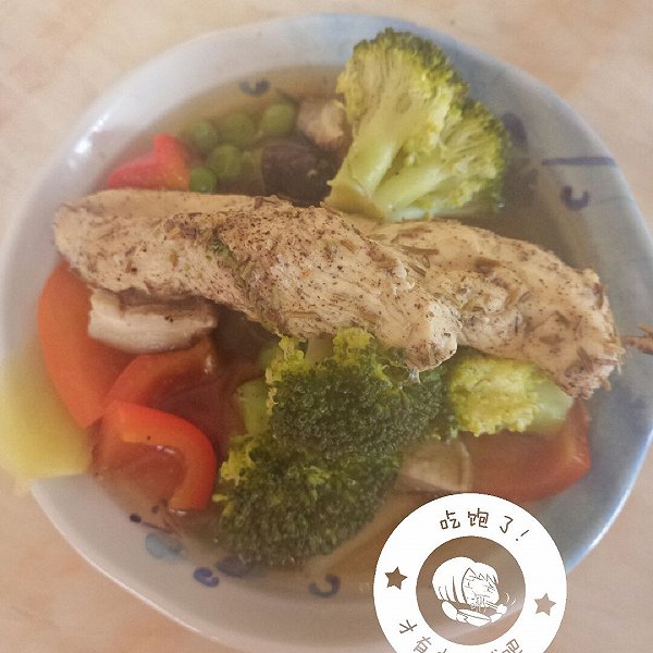 翟素群的减脂餐鸡腿肉蒸鲜蔬成果的支付手机照学习做法美食图片