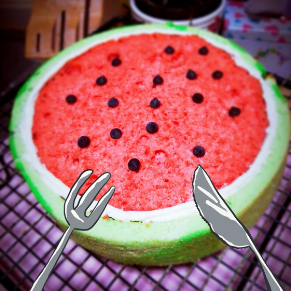 _花花小厨房的西瓜蛋糕做法的学习成果照